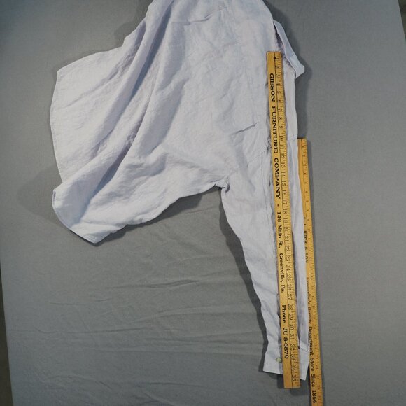 Tommy Bahama Shirt Mens Large Purple Check Monochrome Linen Beach Yacht Coastal - Picture 6 of 9